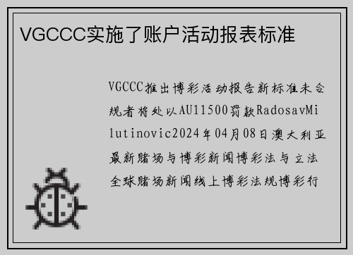 VGCCC实施了账户活动报表标准
